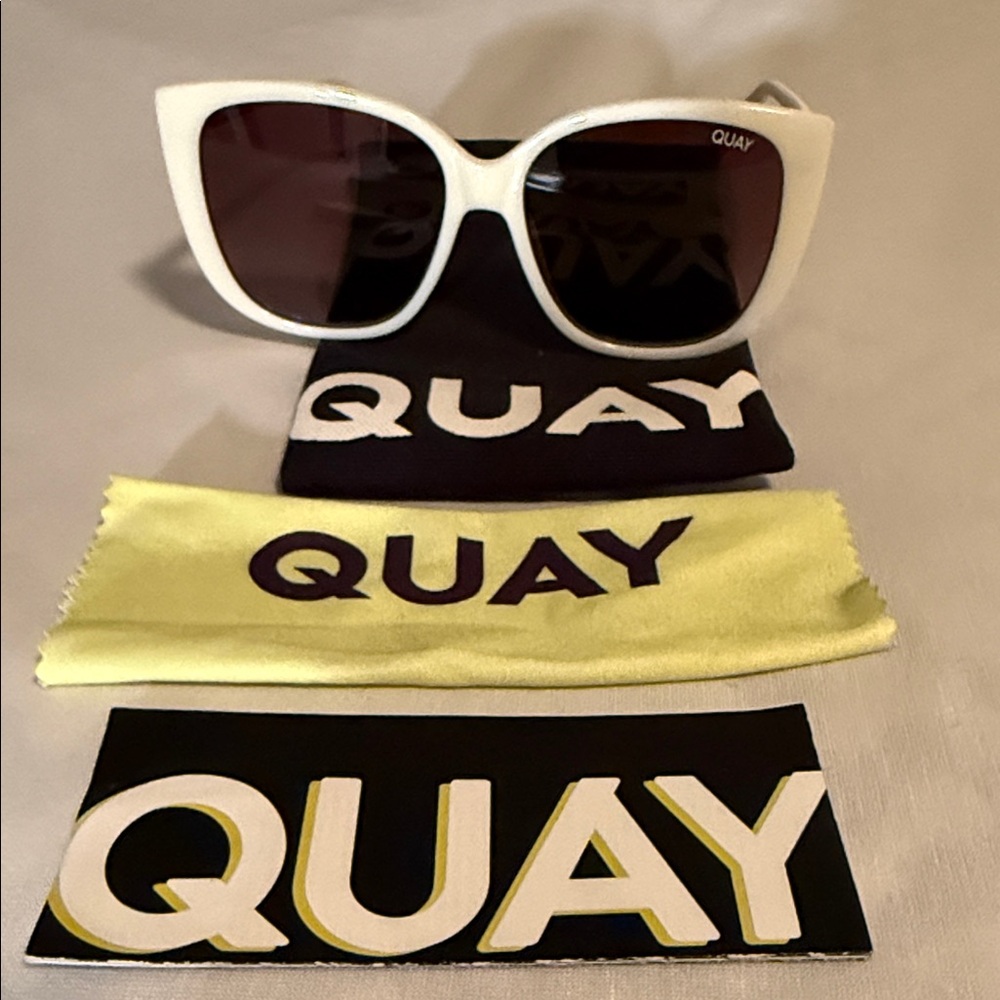 Quay Australia White Sunglasses with Black Lenses
